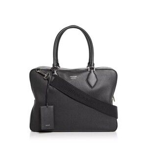SALVATORE FERRAGAMO Mens Star Black Leather Triple Zip Tote Briefcase $3300